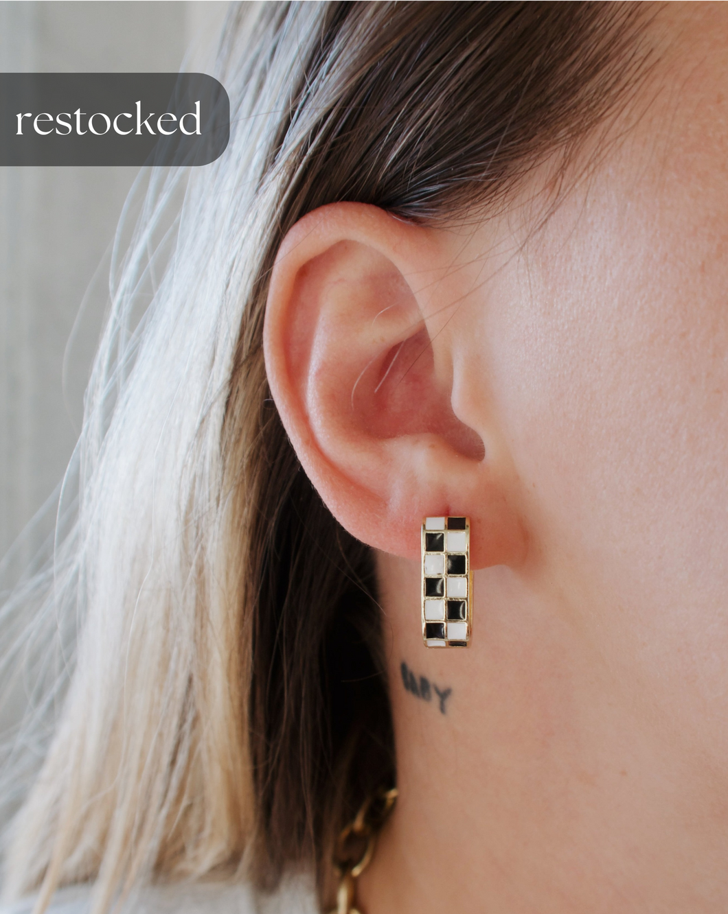 Checkmate Earrings | Black & White