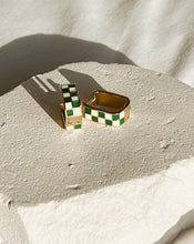 Load image into Gallery viewer, Checkmate Earrings | Green &amp; White
