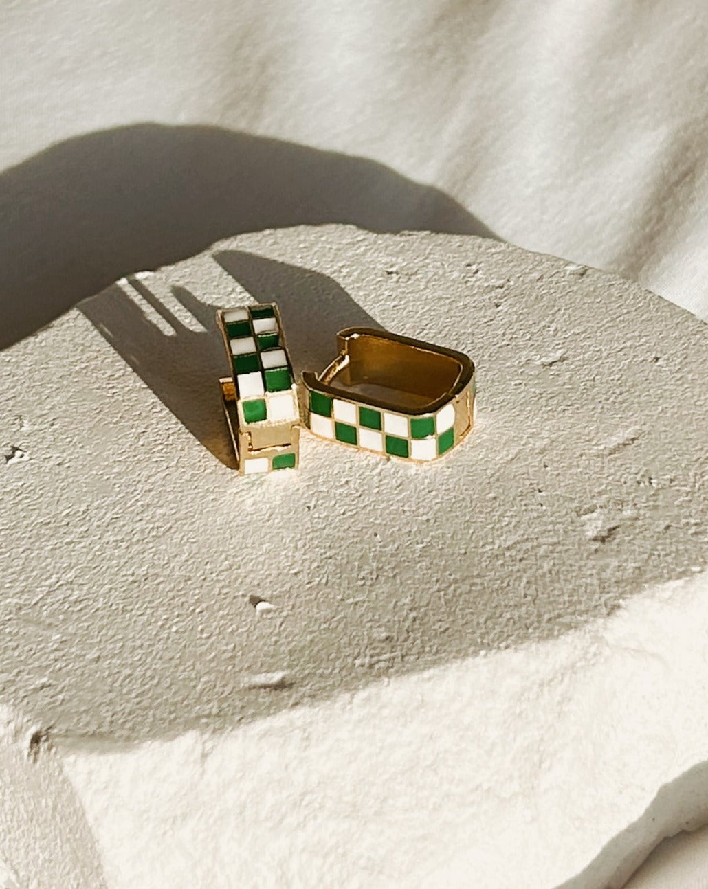 Checkmate Earrings | Green & White