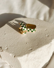 Load image into Gallery viewer, Checkmate Earrings | Green &amp; White
