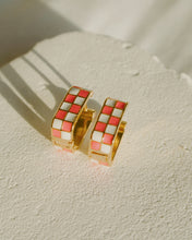 Load image into Gallery viewer, Checkmate Earrings | Pink &amp; White
